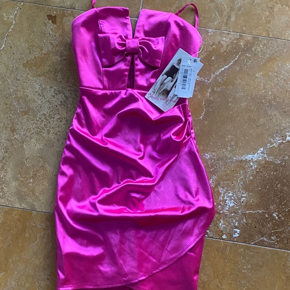 Honey and Rosie Vibrant Pink Mini Dress - Picture 1 of 4